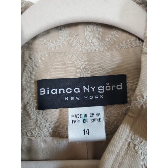 Bianca Nygard Embroidered Cotton Lined Accent Floral Buttons Art Jacket, Size 14 - Picture 2 of 14